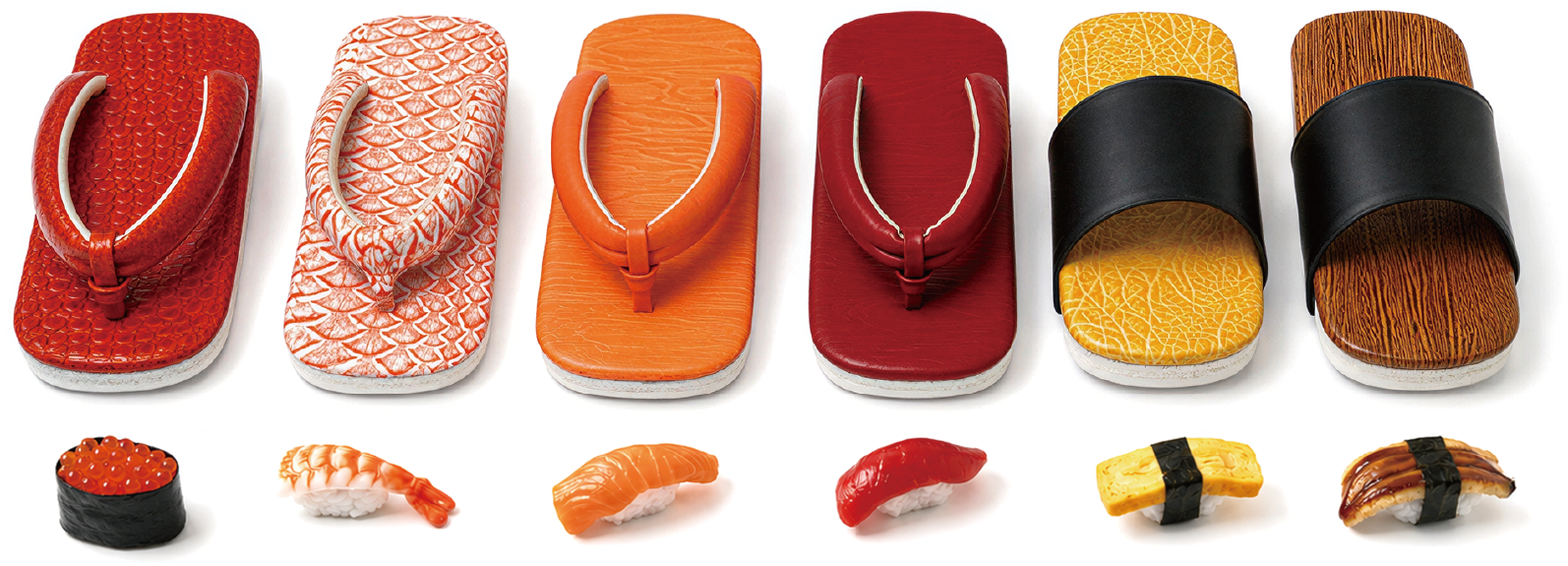 SUSHI SANDAL 全6種の寿司サンダルとそれぞれのネタ